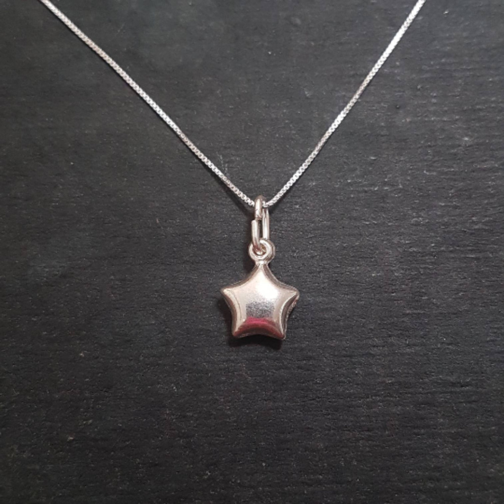 Small Sterling Silver Puffy Star Pendant Charm